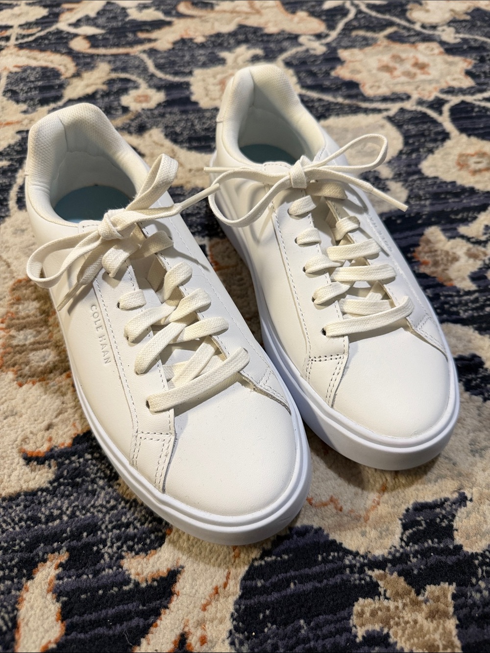 Cole Haan White Leather Low-Top Lace-Up Sneakers